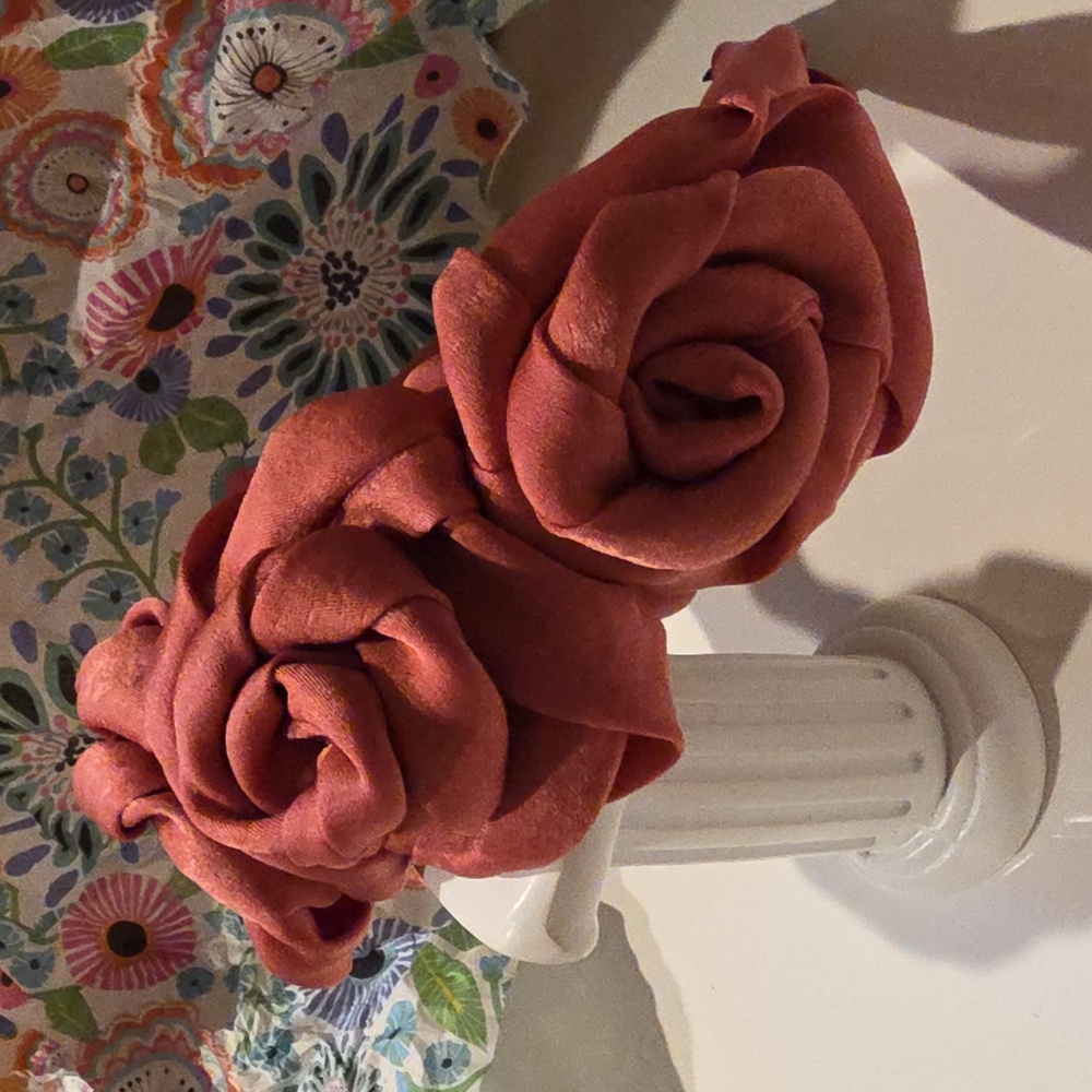 New! Terracotta Pink Rose headband • Statement Hair Accessory • NWOT